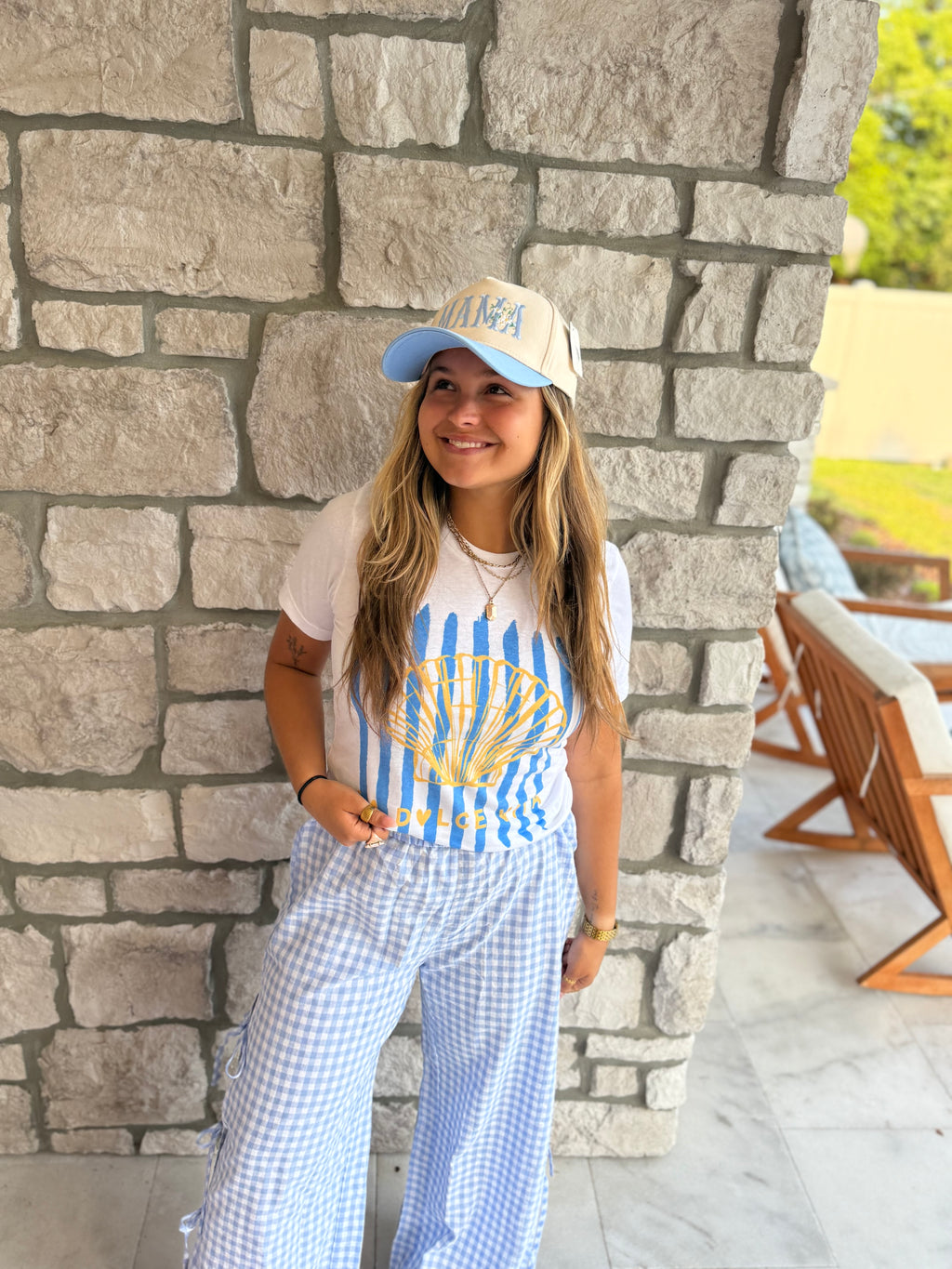 Blue Gingham Pants