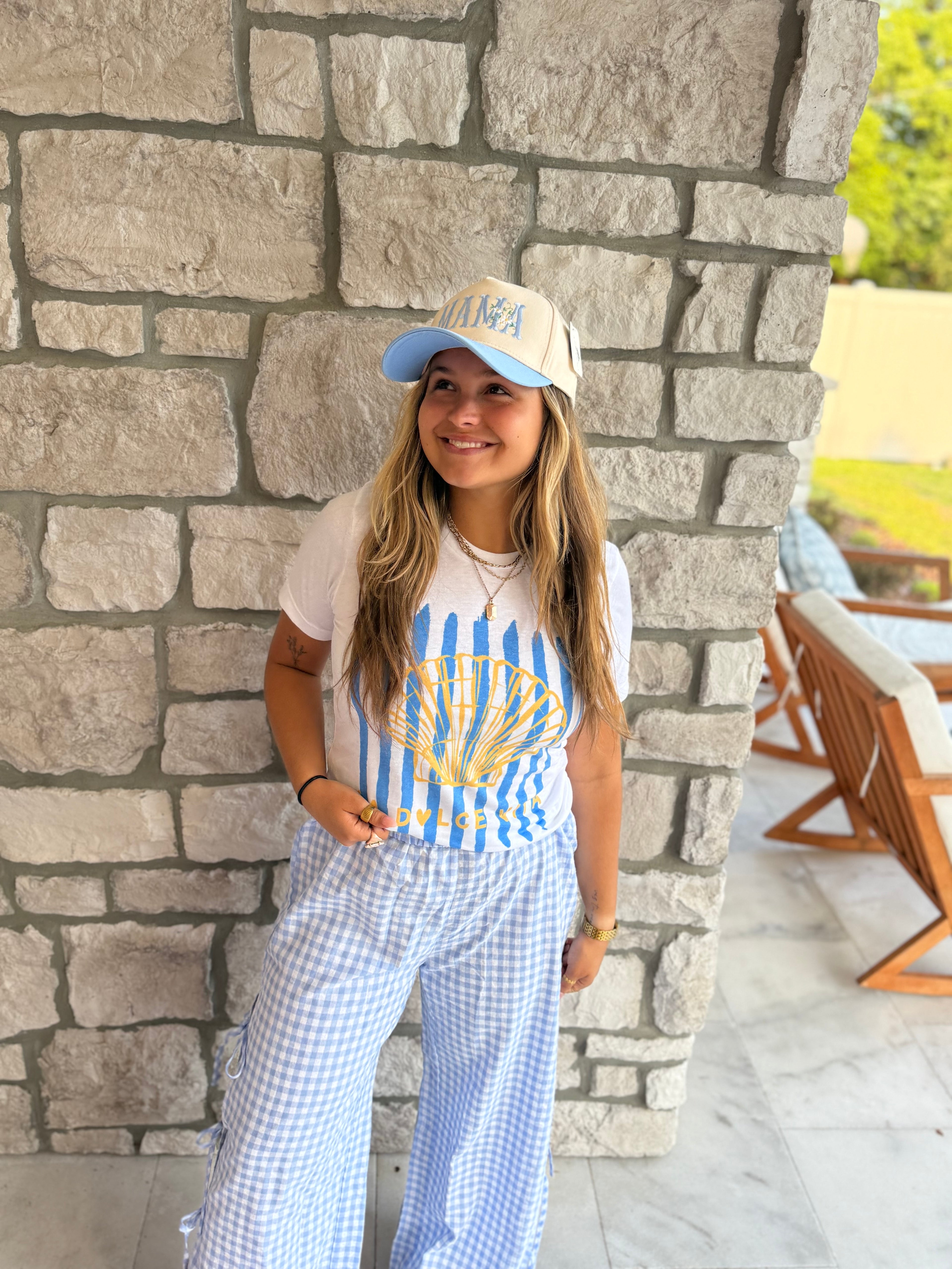 Blue Gingham Pants