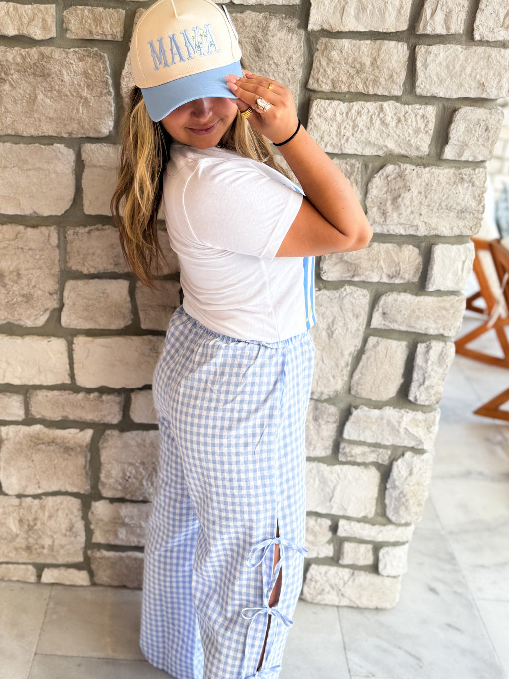 Blue Gingham Pants