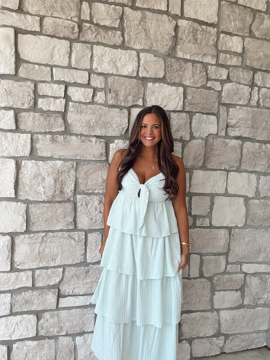 American Honey-Sage ruffle dress