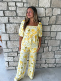 Yellow floral pants set