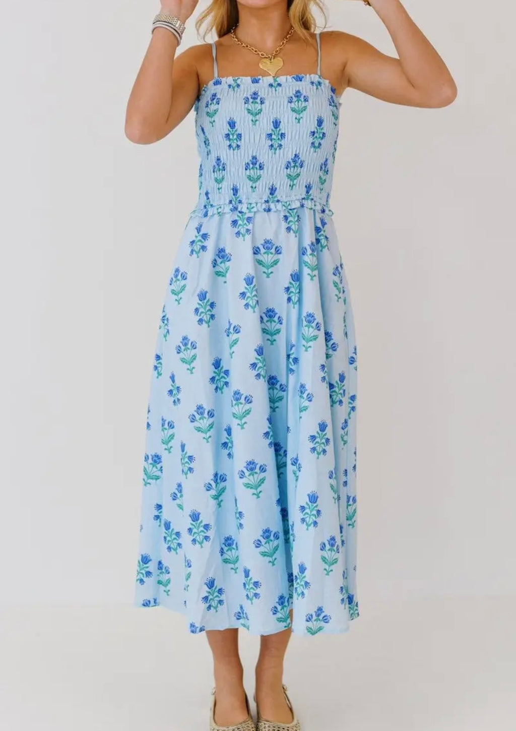 French Blue Magnolia Dress