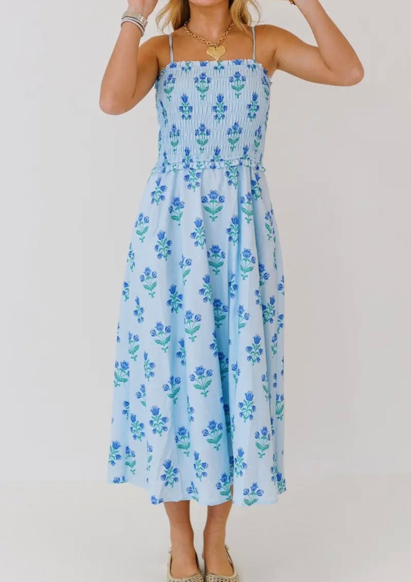 French Blue Magnolia Dress