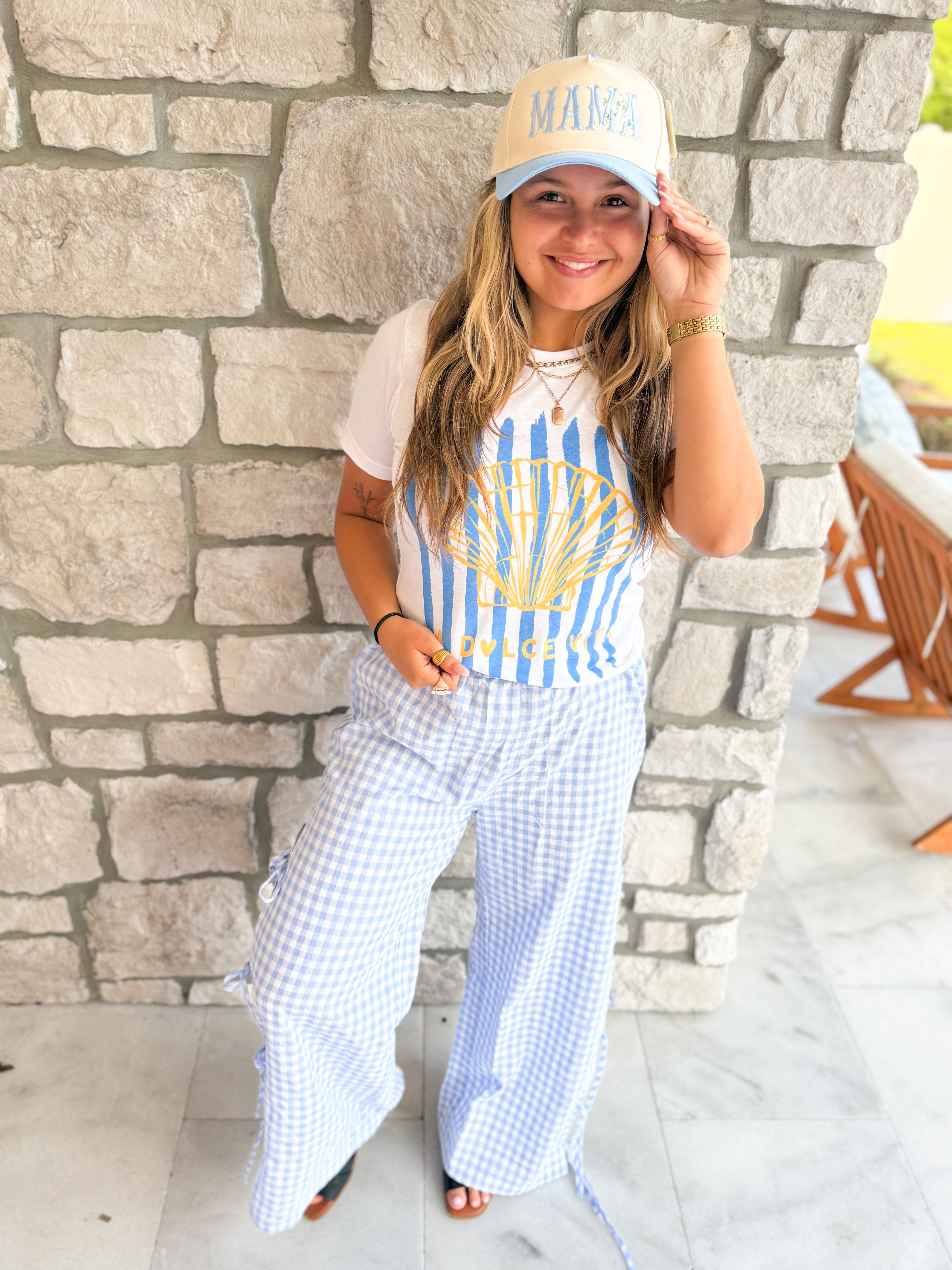 Blue Gingham Pants