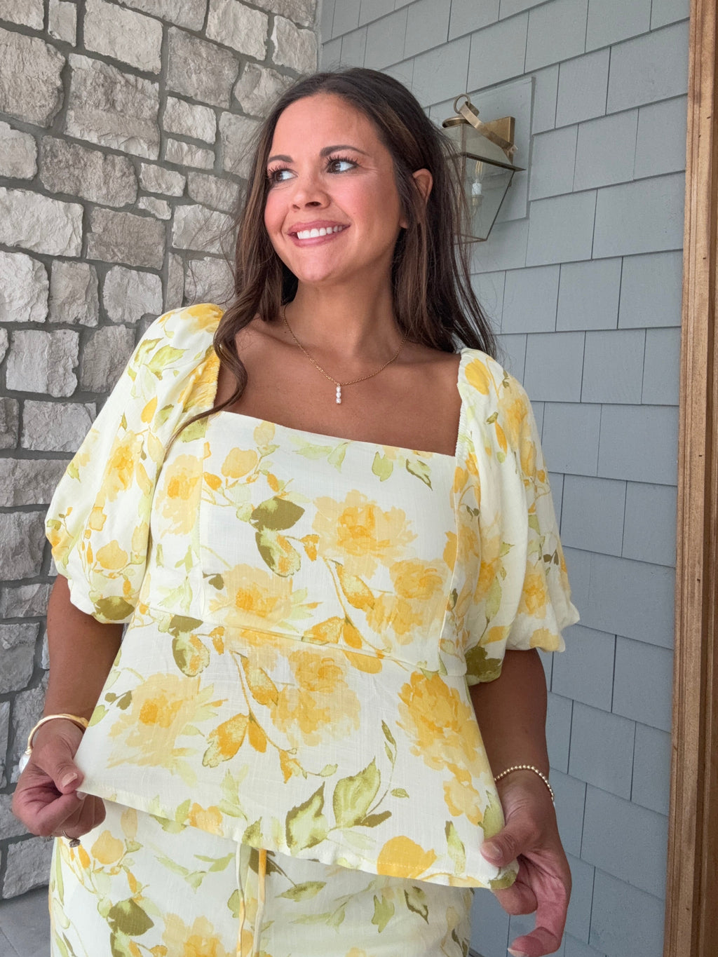 Yellow floral pants set